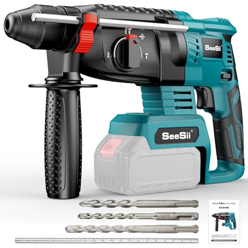 【2025新型】SEESII 電動ハンマー ハンマードリル 充電式 電気ハンマードリル コードレス 18V 打撃ドリル ブラシレスモーター SDSプラスシャンク 3つモード 正逆転両用 大工道具 DIY用 コンパクト コンクリート穴開け マキタ 18V バッテリー対応 本体のみ 日本語取扱説明書付き